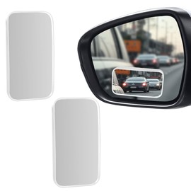 UHANBUT 2PCS Rectangular Blind Spot Mirror for Car, HD Glass Wide Angle Convex Side Rearview Mirror with Stick-on Design, 360° Adjustable Framed Safety Auxiliary Mirrors (Silver, Rectangular)