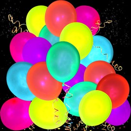 310 Pack UV Neon Colored Balloons glow in the dark balloons Neon Party Decorations Glow Party Supplies Glow Balloons Black Light Latex Fluorescent Balloons for Kids Birthday Glow Party Decoration