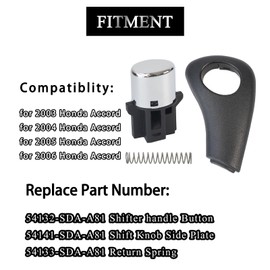 AUPARTIK Shifter Knob Button Repair Kit and Shift Knob Side Plate Fit for 2003-2006 Honda Accord 54132-SDA-A81 54141-SDA-A81
