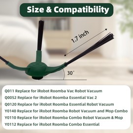 9-Pack Q0120 Edge-Sweeping Brush Compatible with iRobot Roomba Y Series Y0140 Y0110 Y054020 Y0112, Q Series Q0520 Q0120 Q011 Vac Essential Robots Side Brushes Vacuum Cleaner Parts