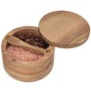 Acacia Wood Salt and Pepper Cellar with Swivel Magnetic Lid