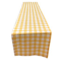 Yourtablecloth Buffalo Checkered Table Runner - Washable Suitable for Indoors or Outdoors Yellow and White 14 x 72
