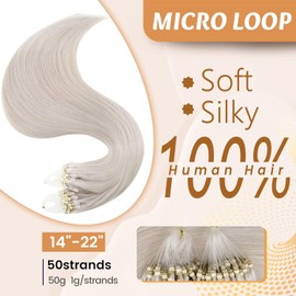 RUNATURE Micro Loop Hair Extensions Real Human Hair Blonde 12 Inch Micro Link Hair Extensions White Blonde Micro Beads Hair Extensions Human Hair 40g