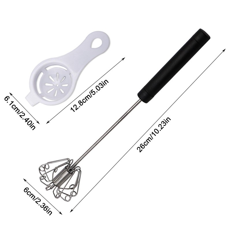 GWAWG Semi-Automatic Whisk, 10 inch Stainless Steel Effortless Whisk, Hand