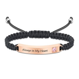 mingkejw Cremation Jewelry Urn Bracelet for Ashes Stainless Steel Black Braided Rope Adjustable Bangle Ash Holder Keepsake Jewelry Memorial Gifts-Always in My Heart