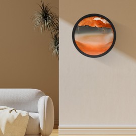 LENJKYYO Moving Sand Art, Sand Art Liquid Motion, Wall Mounted Rotate Sand Art Maker with Bracket, Wall Art Deep Sea Sandscape Room Decoration for Home, Living Room, Bar, Lounge, Restaurant (Orange)