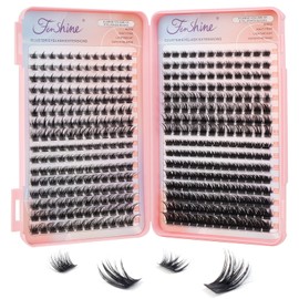 Fenshine Individual Cluster Eyelashes, 392 Pieces, Wide Stem D Curl, 9-16 Mixed DIY Eyelash Extensions, False Eyelashes, Natrual Soft Mega 4 Styles for Personal Started Makeup Use at Home