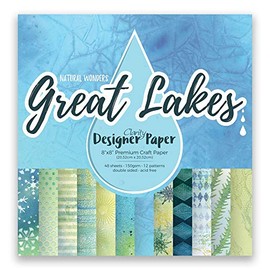 Great Lakes - Clarity Designer Paper 8" x 8": Decorative Craft Paper Pad, Designer Speciality Paper for Scrapbooking, Card Making, Printmaking, Stamping,150 GSM