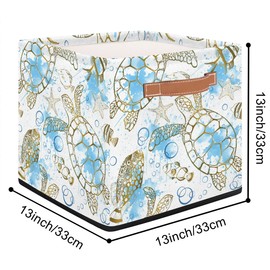 Square Storage Box Basket, Kids Toy Box Collapsible Storage Organizer Bin, Waterproof Storage Basket, Laundry Basket for Kid Rooms Playroom Nursery(Turtle)