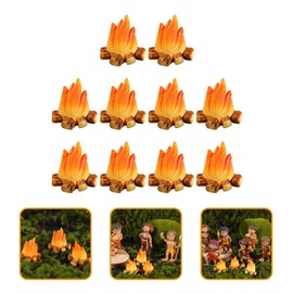 Toyvian 10Pcs Miniature Campfire Dollhouse Fire Ornament Decor Model Fire Model Handicraft Fake Fire Kids Pretend Toy Resin Bonfire Model Miniature Decoration
