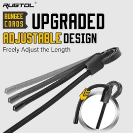 Tension Elastic Straps with Hooks, Upgrade 80 cm Adjustable Expander with Carabiner, Black Latex Rubber Tensioner, Elastic Multi-Purpose Luggage Straps for Luggage, Roof Rack, Camping, Pack of 6