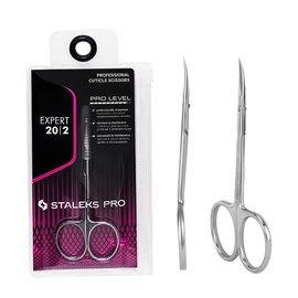 STALEKS PRO Expert SE-20/2 Cuticle Scissors Curved Handle Ergonomic Rings Stainless Steel