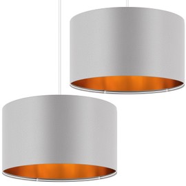 Weewooday 2 Pcs Fabric Drum Light Shade Modern Drum Lamp Shade with E27 to E14 Lamp Shade Adapter Ring,Golden Inner Drum Pendant Ceiling Pendant for Table Lamp Bedside Lamp Floor Lamp(Grey,XL)