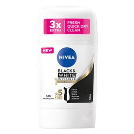 NIVEA Stick Women's Invisible Black and White Silky Smooth Extra Fresh Delicate Protection Balm Formula Velvety Soft, Pack of 2, 2 x 50 ml, 48H Protection