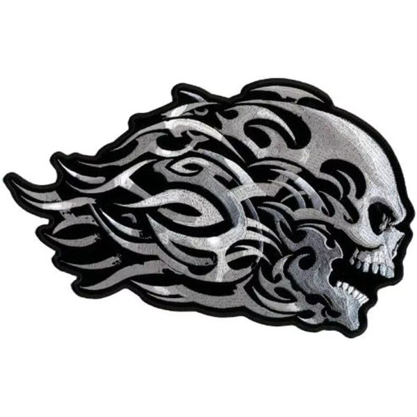 HEAD BUTT TRIBAL SKULL JACKET VEST BACK PATCH | 12"
