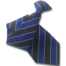 Men's Royal Blue & Black Striped Clip On Neck Tie