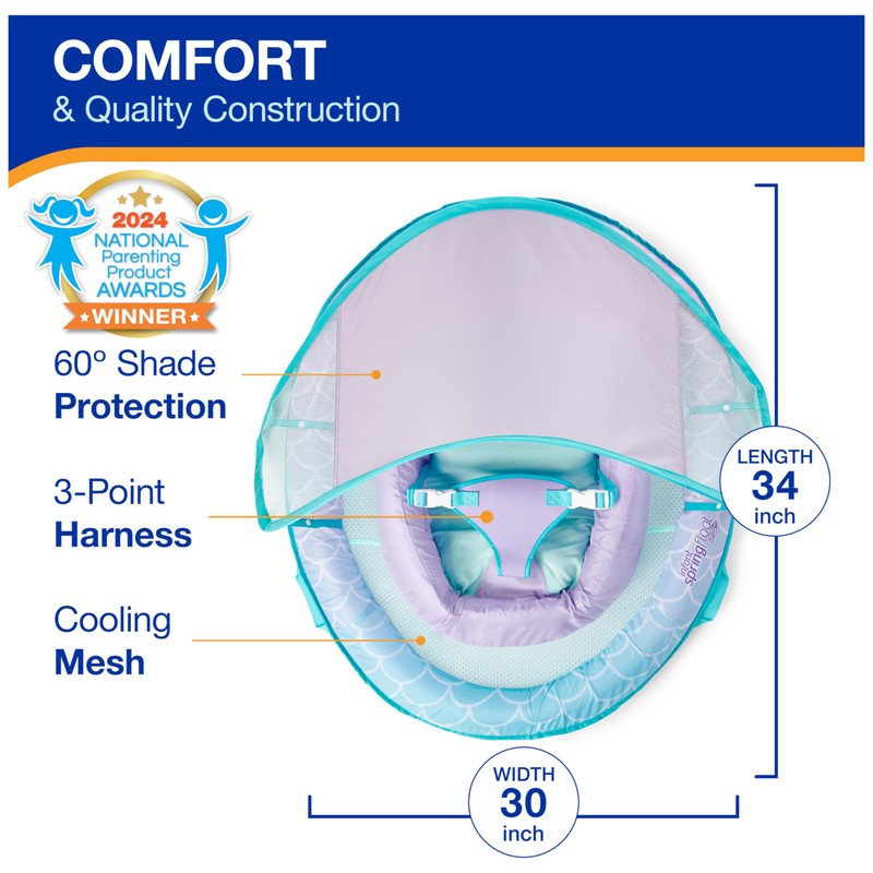 Swimways Infant Spring Float, Baby Pool Float with Canopy &