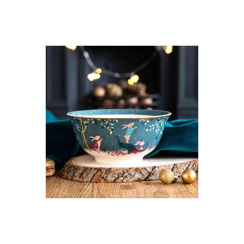Sara Miller London Woodland Tales Candy Bowl, Rabbit Sleigh, Green