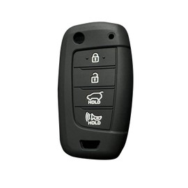 Key Fob Cover for Hyundai Elantra: 4 Buttons Key Fob Case Fit for Hyundai Elantra-GT Elantra-Hybrid Santa-Fe Santa-Cruz Santa-Fe-Sport Accent Palisade Tucson-Hybrid Kona Sonata-N-Line Kona-OM (Black)