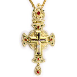 Needzo Brass Bishop's Pectoral Cross, Catholic Church Service Supplies, 24-inch Chain