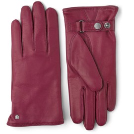 Hestra Women’s ASA Leather Glove, Water-Resistant, Wool Lined Glove for Everyday Wear - Dark Red - 8