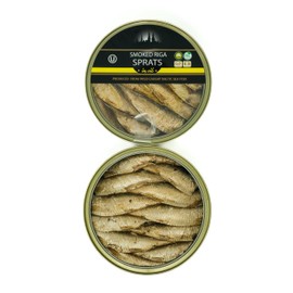 Smoked Riga Sprats in Oil 5.6 Oz. Tin Pack of 12