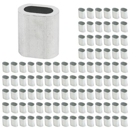 RYOTBASE Oval Aluminum Sleeves, Wire Rope, Hunting, Cracking, Traps, Aluminum Rope Threading, Aluminum Rope, Cable Line, End, Clamp, Wild Boar, Deer, 0.2 inches (4 mm), Set of 100