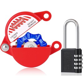 Gate Valve Lockout & Faucet Spigot Padlock, Safety Lock Device with Password Key for Outside Garden Valve/Water Spigot,1 to 2-1/2 in Dia Valve Handles (ABS Red)