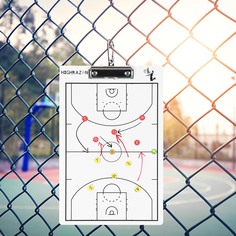 HIGHRAZON Magnetic Basketball Coaches Clipboard, White Double-Sided Dry Erase Coach