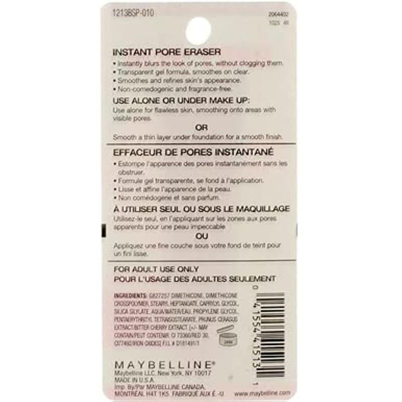 Maybelline Baby Skin Instant Pore Eraser Primer Makeup, Clear, 2