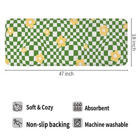 Vigesun Flower Bathroom Rugs Non Slip Water Absorbent Bath Rug Machine Washable Plush Fluffy Bathroom Runner Rug Floor Bath Mats for Tub Shower Bathroom Indoor Doormat, 18"x47", Yellow Green