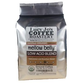 Lucy Jo's Coffee, Organic Mellow Belly Low Acid Blend, Medium Dark Roast, Ground, 26 Oz