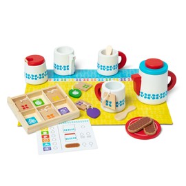 Melissa & Doug 20-Piece Steep and Serve Wooden Tea Set - Play Food and Kitchen Accessories