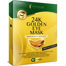 24k Golden Eye Mask Anti-Aging Hyaluronic Acid Eye Patches Under Eye Pads for Moisturizing & Reducing Dark Circles Puffiness Wrinkles