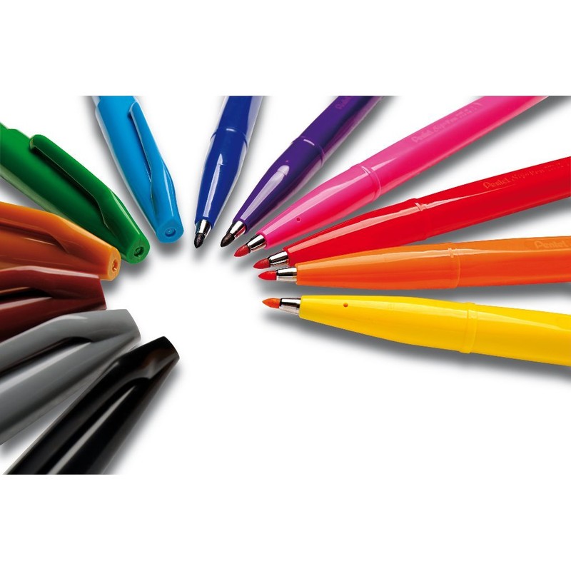 Pentel Sign Pen - Grey, Pack of 12, S520-N