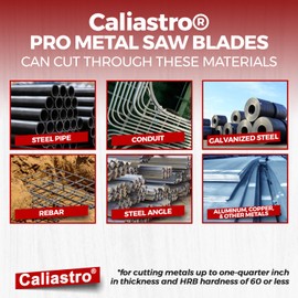 6-Inch Thick Metal Cutting Reciprocating Saw Blades (18 TPI) Made of Long Lasting Bi-Metal (HSS Teeth Bonded to HCS Body) - 8 Pack - Caliastro