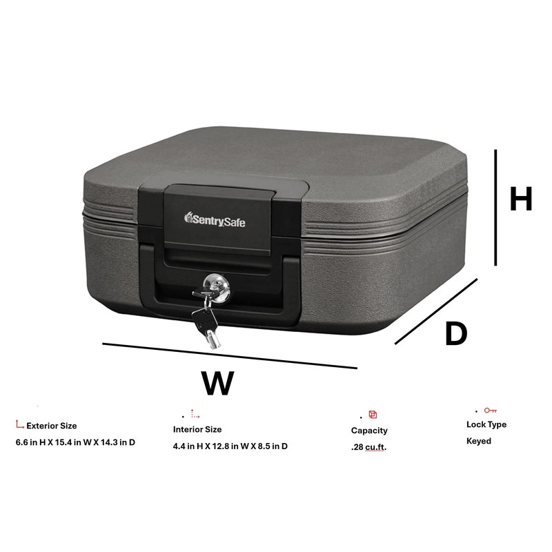 SentrySafe Dark Gray Fireproof and Waterproof Safe with Key Lock,