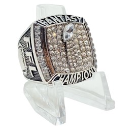 Legacy Rings 2024 Fantasy Football Championship trophy ring for Fantasy Football League Winner | with clear display stand | Silver Tone | Size 8-13 (11)