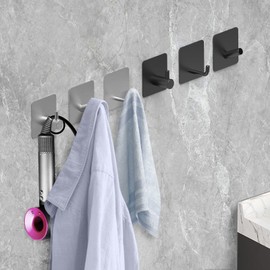 Quavzotu Adhesive Hooks for Hanging Towel, No Drill Sticky Hooks Towel Hooks for Bathroom/Kitchen/Shower Wall, Waterproof Stick on Coat Hooks for Hanging Clothes Robe