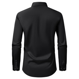 Alimens & Gentle Men's Dress Shirts Transitional Weather Long Sleeve Stretch Wrinkle-Free Button Down Top Black
