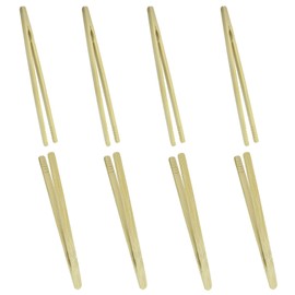 Seimneire 7 Inch Toaster Bamboo Tongs with Anti-slip Design, Wooden Serving Tongs for Salad Toast Kimchi Fruit and Tea (8 Pcs)