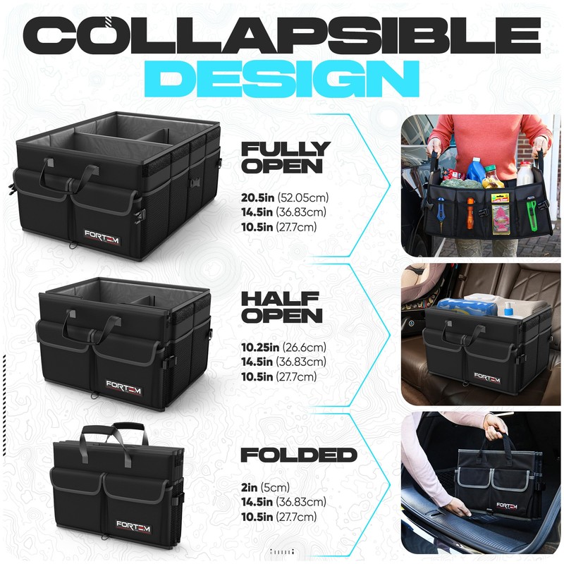 FORTEM Trunk Organizer For SUV Car Trunk Organizer, Foldable Storage,