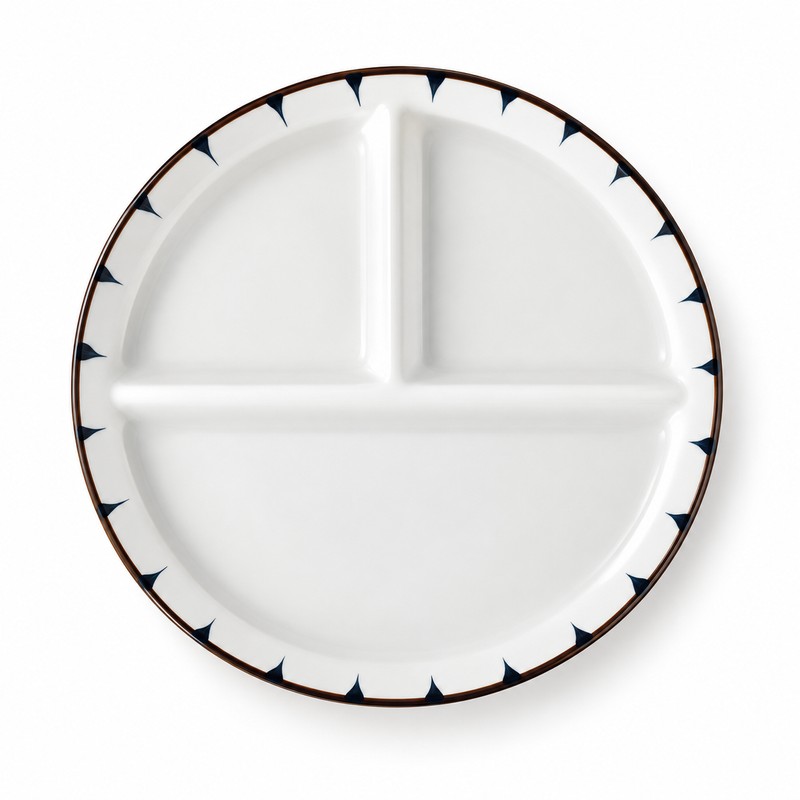 Ceramic Divided Plate for Kids – 3-Section Cartoon Dinner Dish