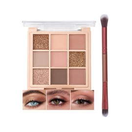Erinde Paleta de Sombras de Ojos con Matte 9 Colores, Sombras de Ojos Brillantes de Larga Duracin, Resistentes al Agua y a Las Arrugas, Sombras de... 