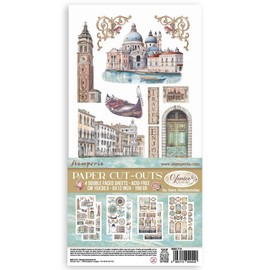 Stamperia - Paper Cut Outs for Scrapbooking, Albums, Card Making, Bullet Journalling and More, Acid Free, Double Sided, 4 Sheets, Perfect for Hobbies, Crafts, and Gifting (Venice, City of Art)
