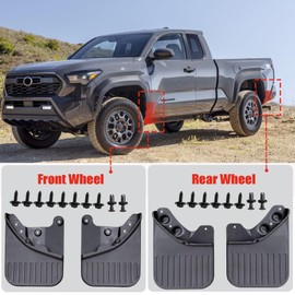 Mud Flaps for Toyota Tacoma 2024 2025 - [Updated] Flexible & Bendable No Drill Splash Guard All Weather Guard Mud Guards Splash Front Rear for Toyota Tacoma 2024 2025 Accessories