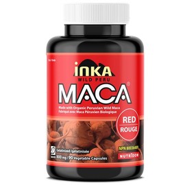 Inka Wild Peru Maca InkaMaca Organic Red Maca Capsules, 800 mg, Gelatinized Red Maca Root Pills for Women, Non-GMO, Vegan, Free of Gluten, Dairy & Soy, Made in Canada (90 Count)