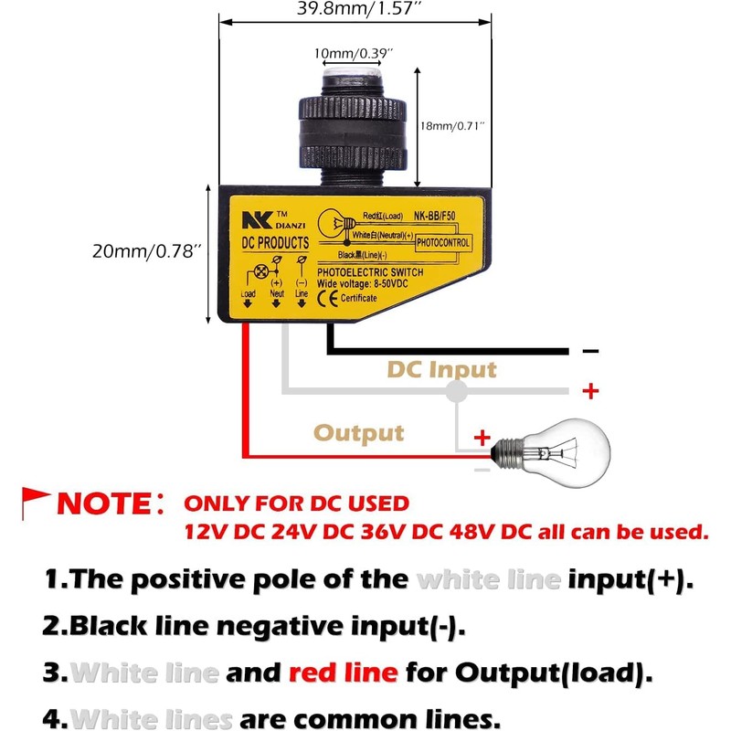 TWTADE Photoelectric Switch DC 12V 24V 36V 48V Control Light