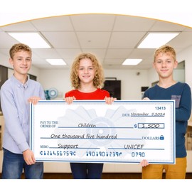 Voccim 30" x 16" Giant Fake Check - Oversized Blank Check for Presentations, Raffles, Awards - Reusable Dry Erase Big Check - Perfect for Endowments, Rewards, Winners Celebration