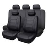 Flying Banner car seat Covers Protects Water Proof Faux Leather Carbon Fiber Front and Rear Bench (Full Set, Black Black)